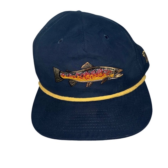 Duck Camp Other - Duck Camp Navy Blue Trout Embroidered Rope Hat Mens Snapback Fishing Cap